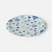 Cerulean Dream Watercolor Hearts Pattern Pappteller (Schrägansicht)