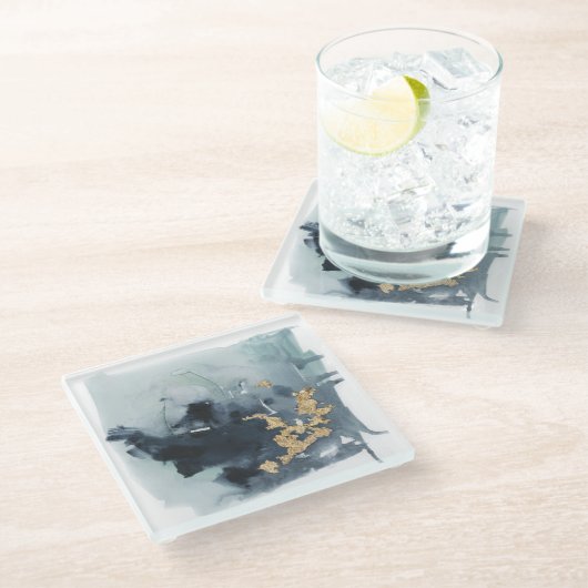 Cerulean & Gold Glasuntersetzer (Schrägansicht)