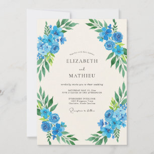 Cerulean Pfingstrosen-Hochzeit Einladung