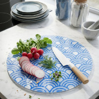 Cerulean Scales Decorative Glas Cutting Board