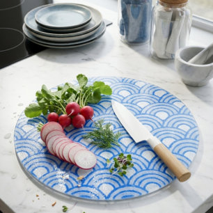 Cerulean Scales Decorative Glas Cutting Board Schneidebrett