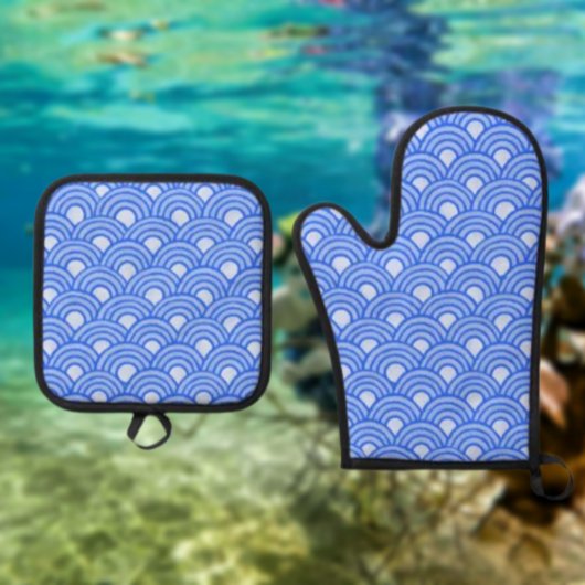 Cerulean Scales Oven Mitt and Pot Holders Set