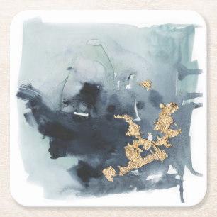 Cerulean u. Gold Rechteckiger Pappuntersetzer