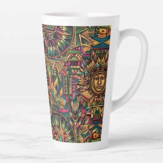 Cerulean "Vibrant Historisches Emblem" Latte Tasse (Rechts)