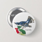 Cerulean Warbler von Audubon, Vogelbeobachter Fash Button (Vorne & Hinten)