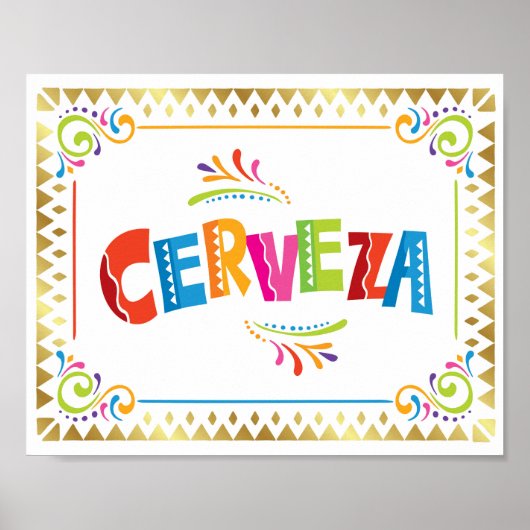 CERVEZA Fiesta Party Bier Signa Print Poster (Vorne)
