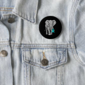 Cervical Cancer Awareness Elephant Ribbon Teal Men Button (Beispiel)