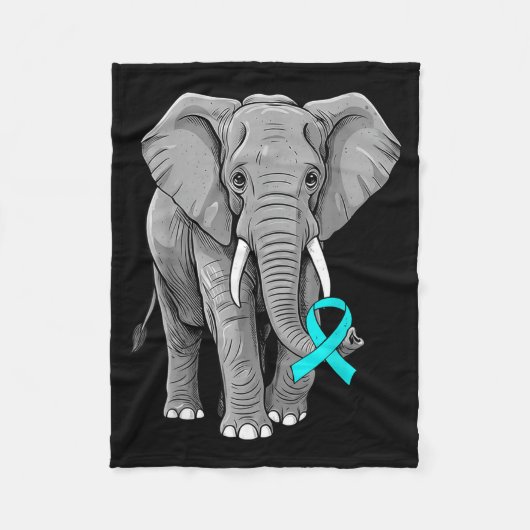 Cervical Cancer Awareness Elephant Ribbon Teal Men Fleecedecke (Vorderseite)