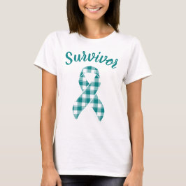 Cervical Cancer Awareness Plaid Teal Survivor T-Shirt