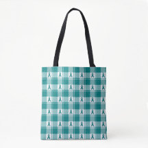 Cervical Cancer Awareness Plaid Tote, Teal Ribbon