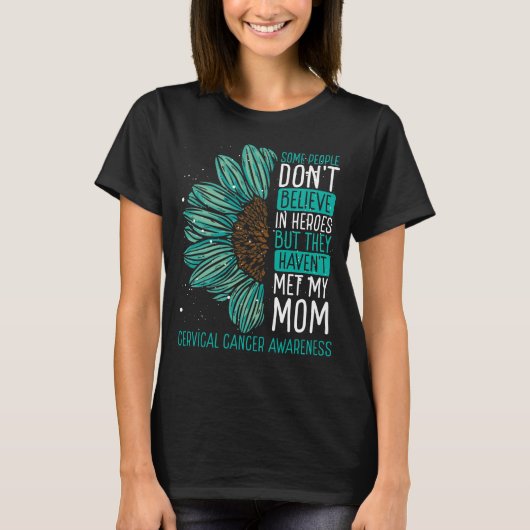 Cervical Cancer Awareness Ribbon Mom Warrior T-Shirt (Vorderseite)