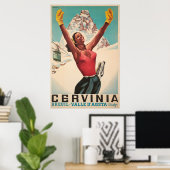 Cervinia, Breuil - Valle d'Aosta , Italien, Skippo Poster (Heimbüro)