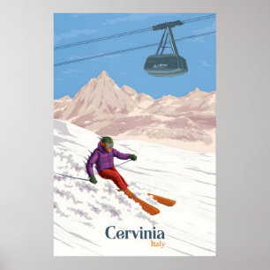 Cervinia Italien Skigebiet Reiseplakat Poster