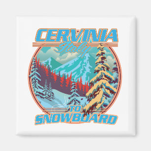 Cervinia Italien Snowboarding Logo Magnet