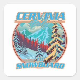 Cervinia Italien Snowboarding-Logo Quadratischer Aufkleber