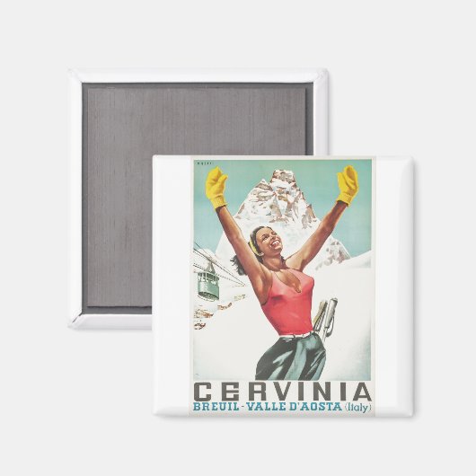 Cervinia Vintage Poster Magnet (Vorderseite/Rückseite)