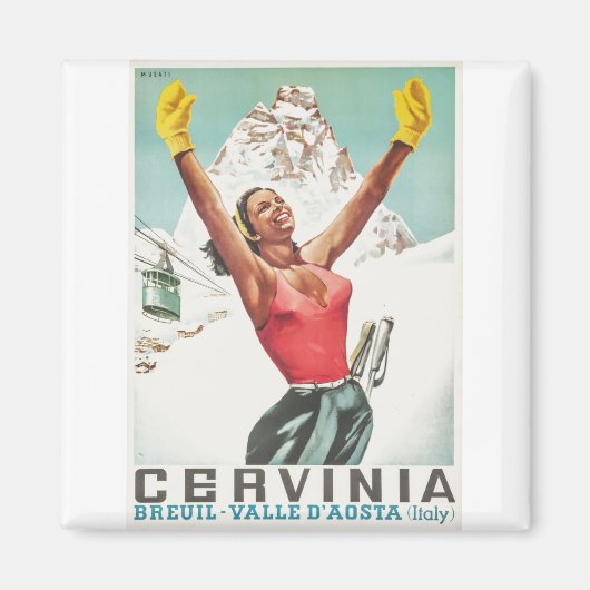 Cervinia Vintage Poster Magnet (Vorne)