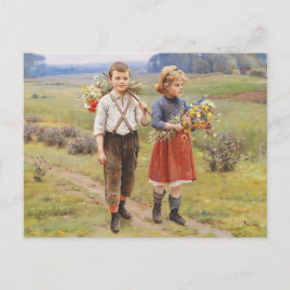 Cesar Pattein, 1895 "Children Returning Zuhause" Postkarte