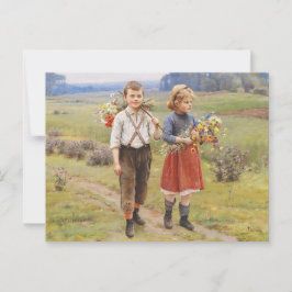 Cesar Pattein, 1895 "Children Returning Zuhause" Postkarte