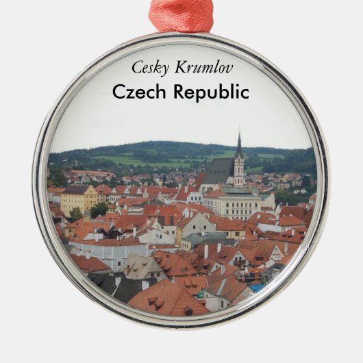 Cesky Krumlov Tschechische Republik-Verzierung Silbernes Ornament (Vorne)