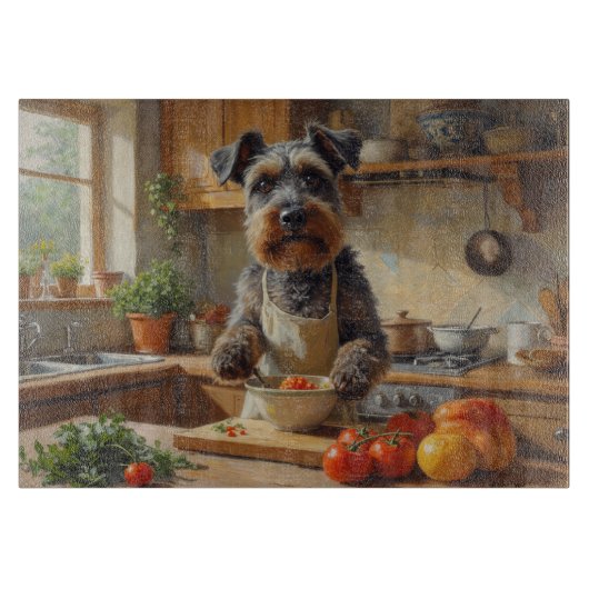 Cesky Terrier Cooking in Kitchen Schneidebrett (Vorderseite)
