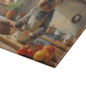 Cesky Terrier Cooking in Kitchen Schneidebrett (Ecke)