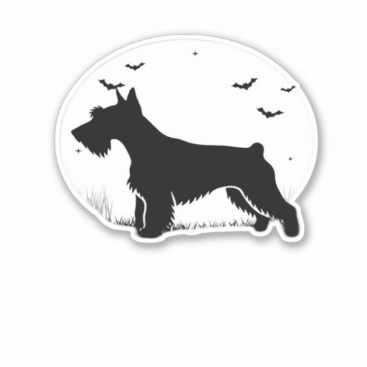 Cesky Terrier Dog � Halloween Moon Silhouette Clas Aufkleber (Vorderseite)