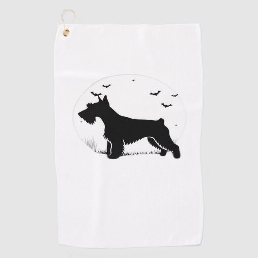 Cesky Terrier Dog - Halloween Moon Silhouette Clas Golfhandtuch (Vorderseite)