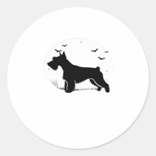 Cesky Terrier Dog � Halloween Moon Silhouette Clas Runder Aufkleber