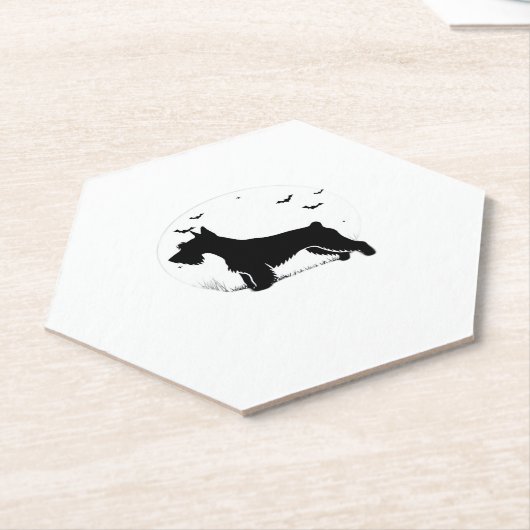 Cesky Terrier Dog � Halloween Moon Silhouette Clas Untersetzer (angewinkelt)