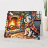 Cesky Terrier Fireplace with Christmas Lights Karte (Vorderseite)