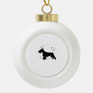 Cesky Terrier Hund � Halloween Mond Silhouette Cla Keramik Kugel-Ornament