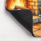 Cesky Terrier Kamin mit Weihnachtslichtern Mousepad (Ecke)
