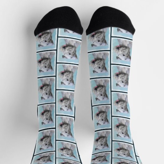 Cesky Terrier Malerei Niedlich Original Hunde Kuns Socken (Oben)