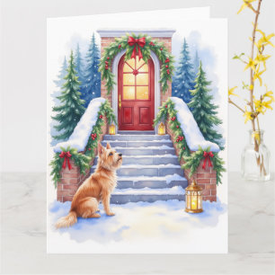 Cesky Terrier Schneetreppe Weihnachtskunst Karte