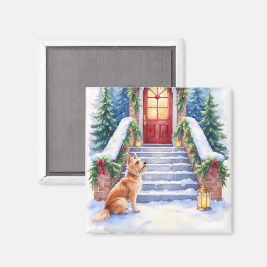 Cesky Terrier Schneetreppe Weihnachtskunst Magnet (Vorderseite/Rückseite)
