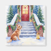 Cesky Terrier Schneetreppe Weihnachtskunst Magnet (Vorne)