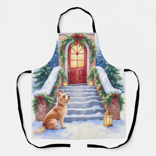 Cesky Terrier Schneitreppe Weihnachtskunst Schürze (Vorderseite)