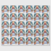 Cesky Terrier Snowy Staircase Christmas Art Geschenkpapier (Flach)