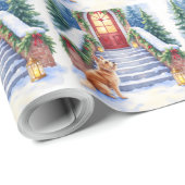 Cesky Terrier Snowy Staircase Christmas Art Geschenkpapier (Rolleneckpunkt)