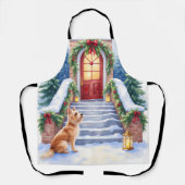Cesky Terrier Snowy Staircase Christmas Art Schürze (Vorderseite)