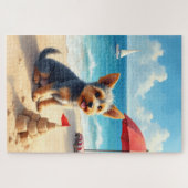 Cesky Terrier Strandburgszene Puzzle (Horizontal)