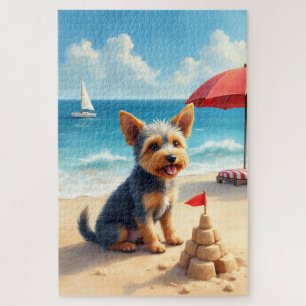 Cesky Terrier Strandburgszene Puzzle