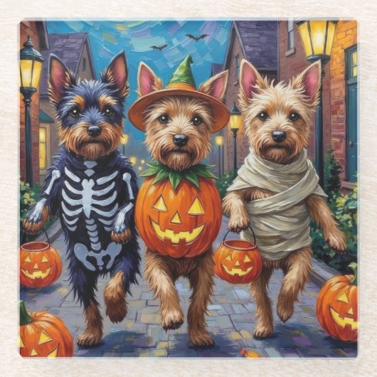 Cesky Terrier Süßigkeitenbetteln Halloween-Kostüm Glasuntersetzer (Vorderseite)