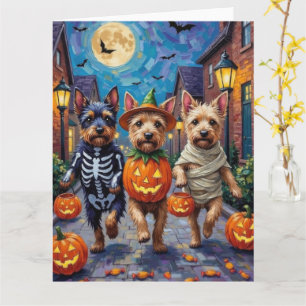 Cesky Terrier Süßigkeitenbetteln Halloween-Kostüm Karte
