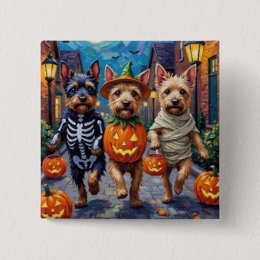 Cesky Terrier Trick-oder-Treating Halloween-Kostüm Button (Vorderseite)