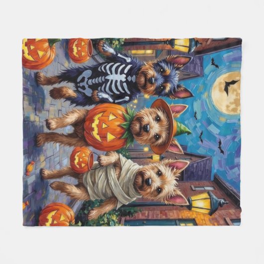 Cesky Terrier Trick-oder-Treating Halloween-Kostüm Fleecedecke (Vorderseite (Horizontal))