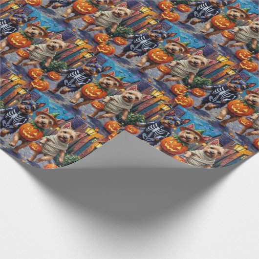 Cesky Terrier Trick-oder-Treating Halloween-Kostüm Geschenkpapier (Ecke)