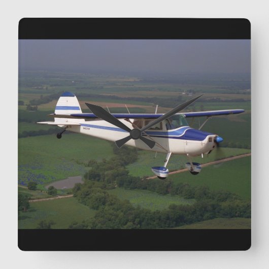 Cessna 170, 1948,_Classic Aviation Quadratische Wanduhr (Vorderseite)