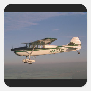 Cessna 170, 1953, Sonoma, CA_Classic Aviation Quadratischer Aufkleber